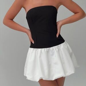 Princess Polly Delicacies Bubble Hem Mini Dress Black / White